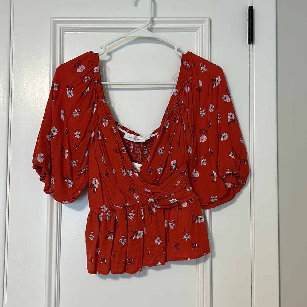 All in Favor Red Floral Top